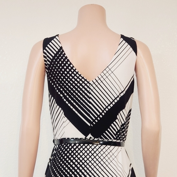 WHBM Cowl‑Neck Check Dress | Black‑&‑White Sleeveless A‑Line Size 4 - Picture 7 of 12
